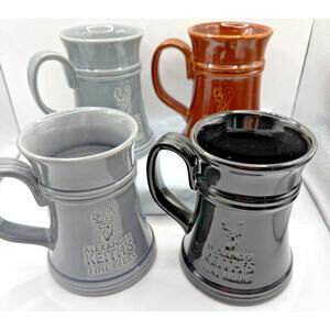 Alexander Keith's Beer Steins, Nova Scotia Brewery, Barrel Design, Set of 4